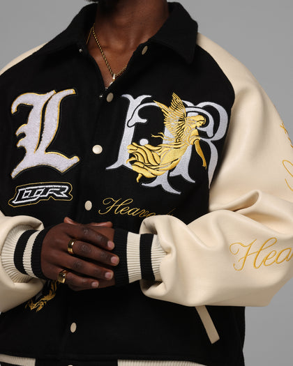 Loiter Heaven Varsity Jacket Black/Off White