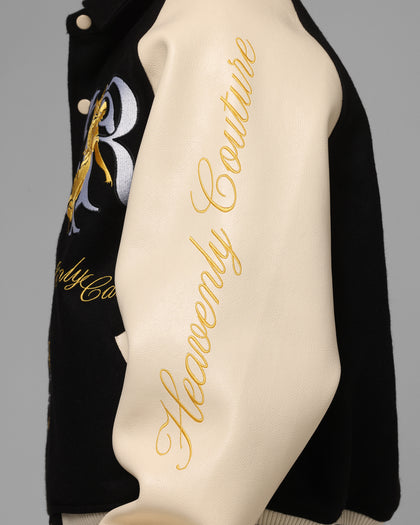 Loiter Heaven Varsity Jacket Black/Off White
