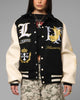 Loiter Heaven Varsity Jacket Black/Off White