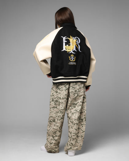 Loiter Heaven Varsity Jacket Black/Off White