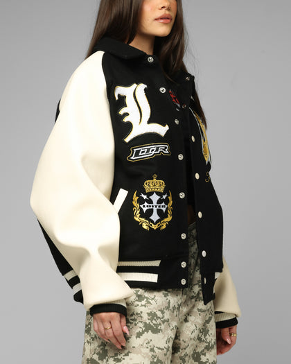 Loiter Heaven Varsity Jacket Black/Off White