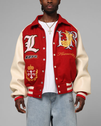 Loiter Heaven Varsity Jacket Red/Off White