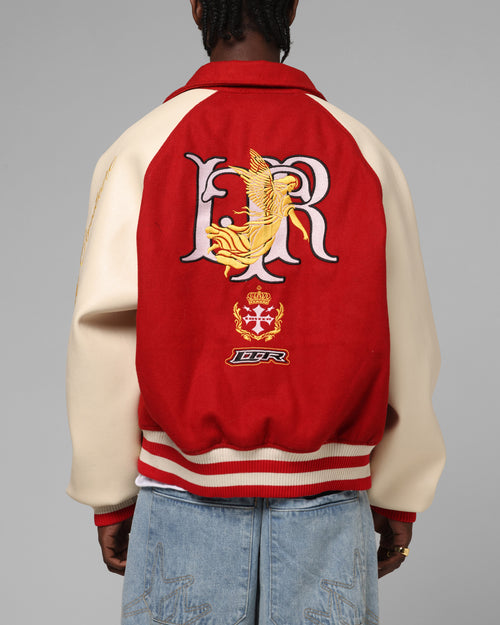 Loiter Heaven Varsity Jacket Red/Off White