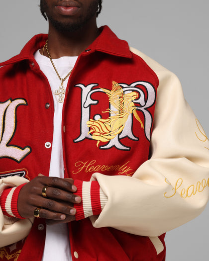 Loiter Heaven Varsity Jacket Red/Off White
