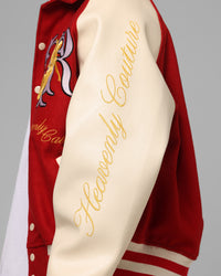 Loiter Heaven Varsity Jacket Red/Off White