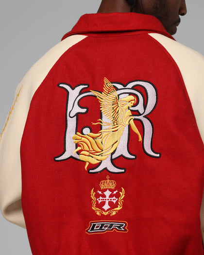 Loiter Heaven Varsity Jacket Red/Off White