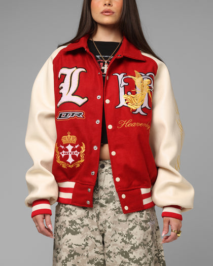 Loiter Heaven Varsity Jacket Red/Off White