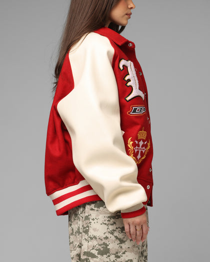 Loiter Heaven Varsity Jacket Red/Off White