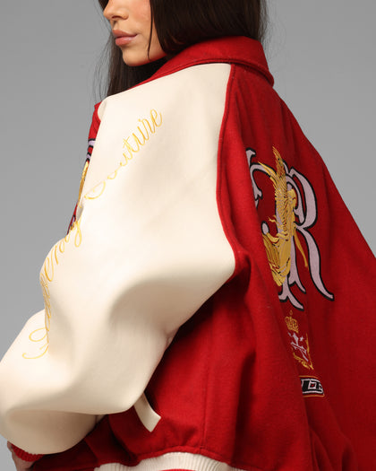 Loiter Heaven Varsity Jacket Red/Off White