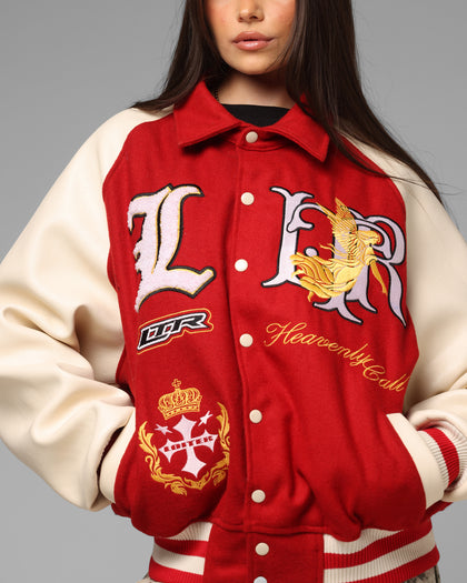 Loiter Heaven Varsity Jacket Red/Off White