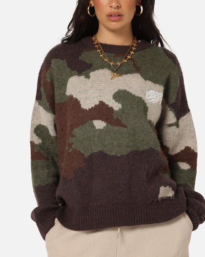 Carre Camo Brushed Sweater Woodland Camo