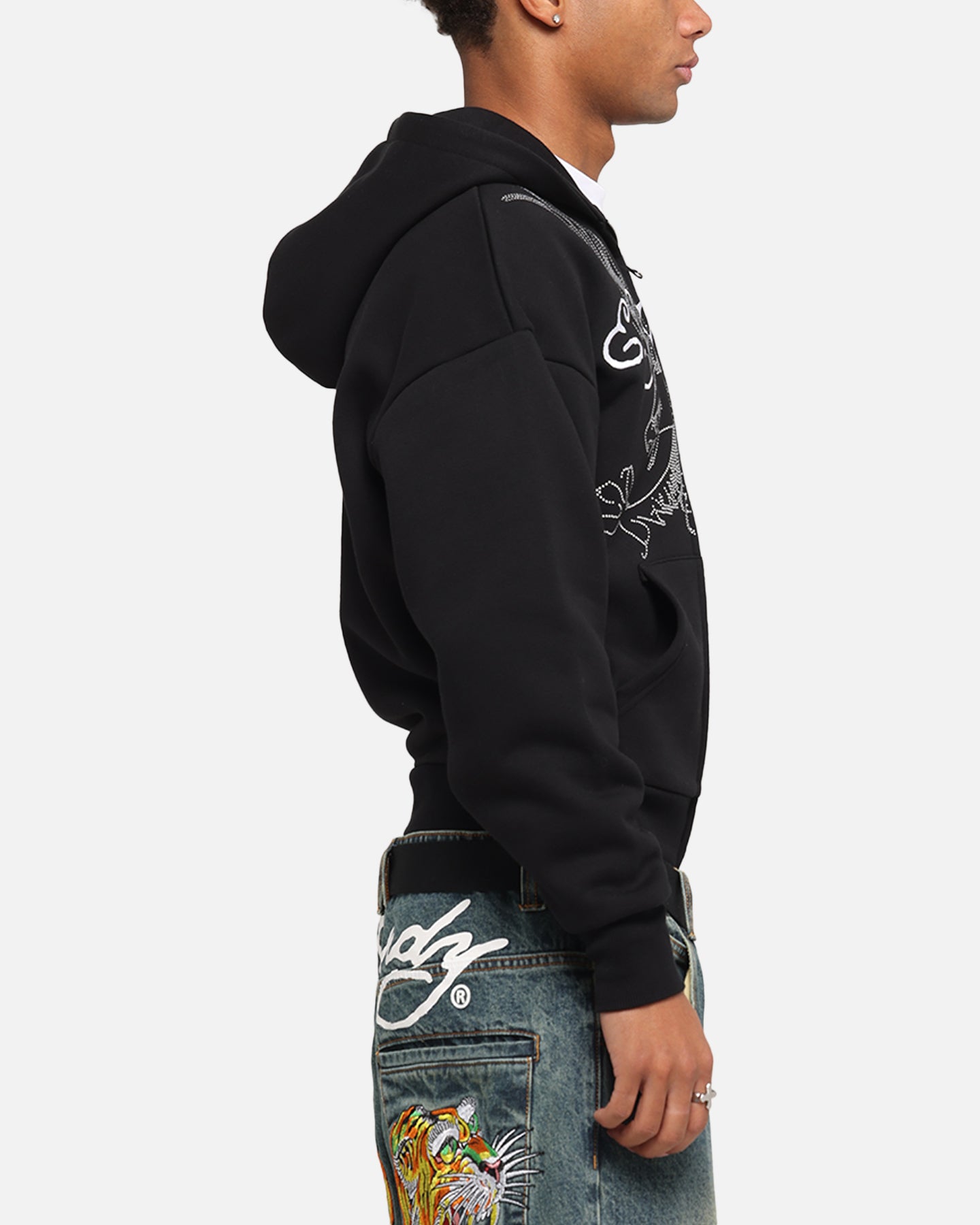 Ed Hardy Eagle Rhinestone Zip Hoodie Black | Culture Kings