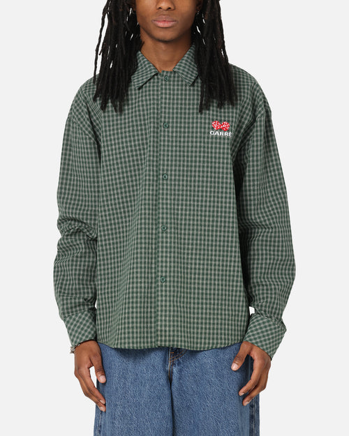Carre Motion Long Sleeve Button Up Shirt Green Check