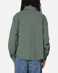 Carre Motion Long Sleeve Button Up Shirt Green Check