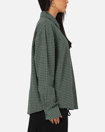Carre Motion Long Sleeve Button Up Shirt Green Check