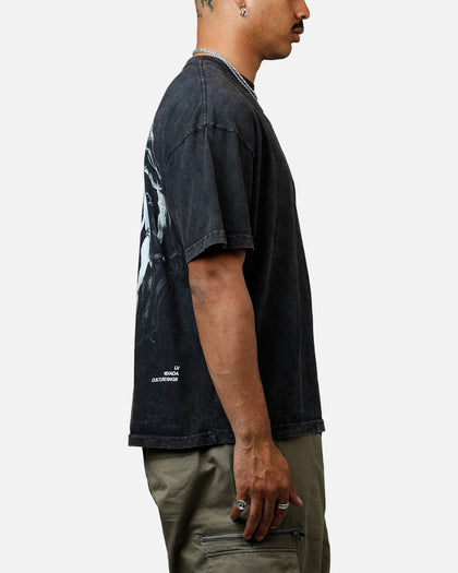 Culture Kings CK Orb Vintage T-Shirt Black Acidwash