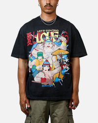73Studio x South Park Lets Fighting Love Heavyweight T-Shirt Black Acidwash