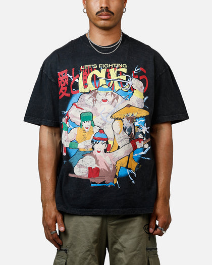 73Studio x South Park Lets Fighting Love Heavyweight T-Shirt Black Acidwash