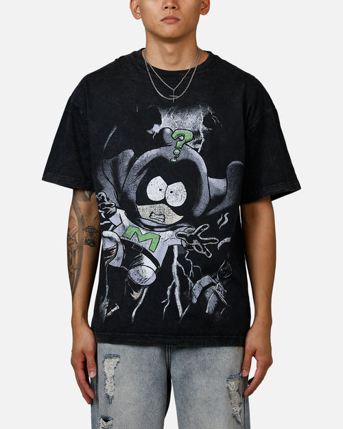 73Studio x South Park Mysterion Heavyweight T-Shirt Black Acidwash