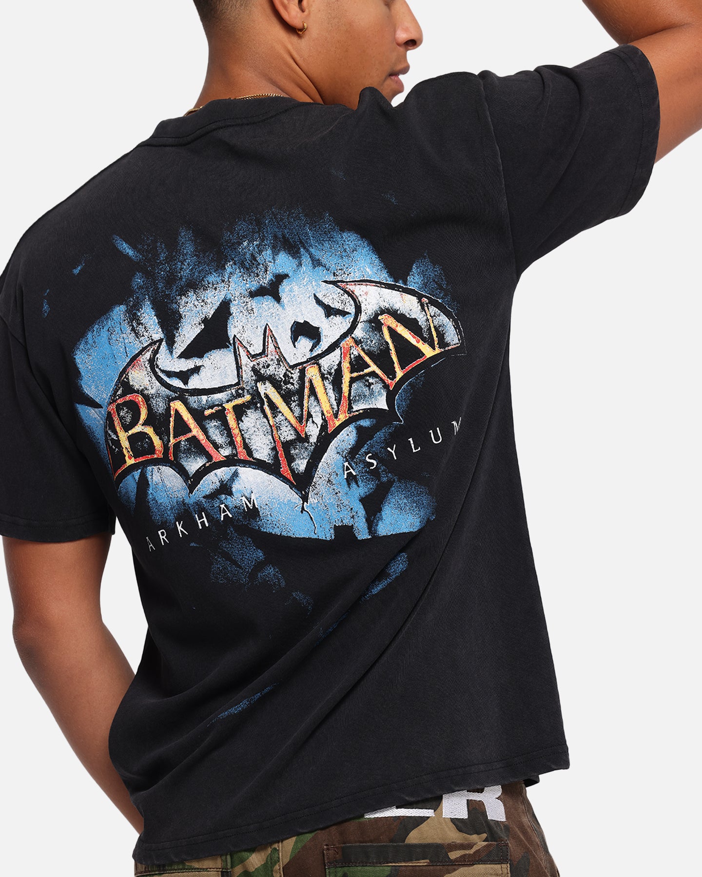 73Studio X DC Batman Arkham Asylum Vintage T-Shirt Black Acidwash