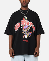 Ed Hardy Dagger Rhinestone Crop T-Shirt Black