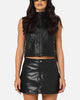 Ed Hardy Women's Vegan Leather Biker Vest Black