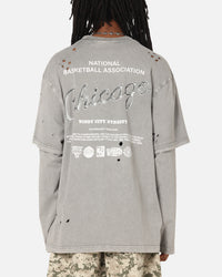 Mitchell & Ness Chicago Bulls Chromed Mock Long Sleeve T-Shirt Gunmental Grey