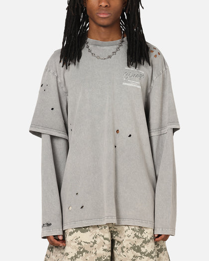 Mitchell & Ness Chicago Bulls Chromed Mock Long Sleeve T-Shirt Gunmental Grey