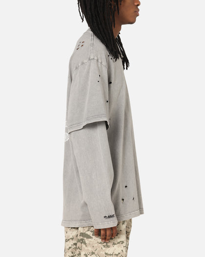 Mitchell & Ness Chicago Bulls Chromed Mock Long Sleeve T-Shirt Gunmental Grey