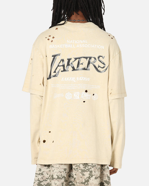 Mitchell & Ness Los Angeles Lakers Chromed Mock Long Sleeve T-Shirt Khaki