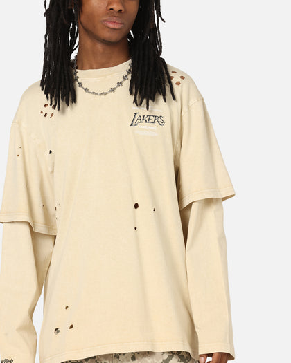 Mitchell & Ness Los Angeles Lakers Chromed Mock Long Sleeve T-Shirt Khaki