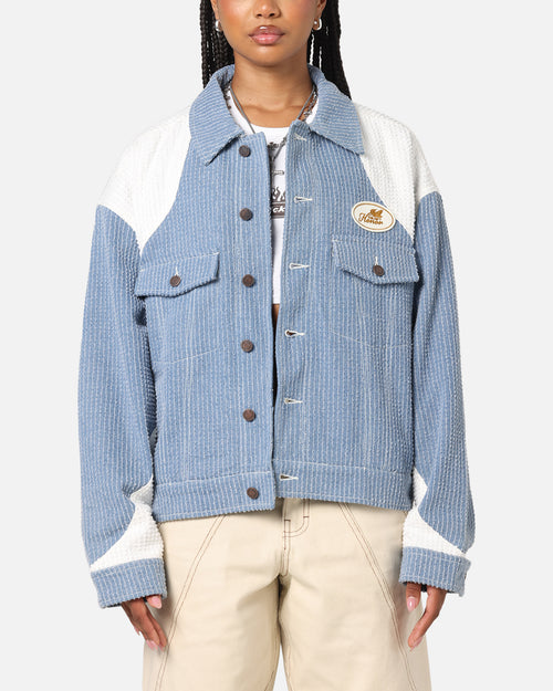 Honor The Gift Color Blocked Trucker Jacket Indigo