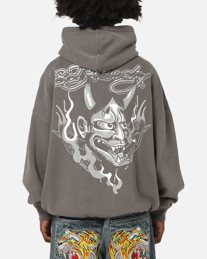 Ed Hardy Double Horns Hoodie Washed Charcoal