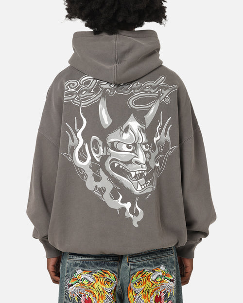 Ed Hardy Double Horns Hoodie Washed Charcoal