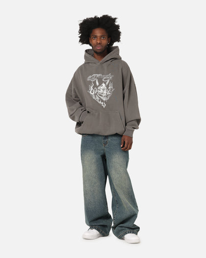 Ed Hardy Double Horns Hoodie Washed Charcoal
