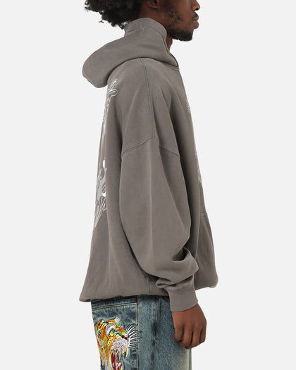 Ed Hardy Double Horns Hoodie Washed Charcoal