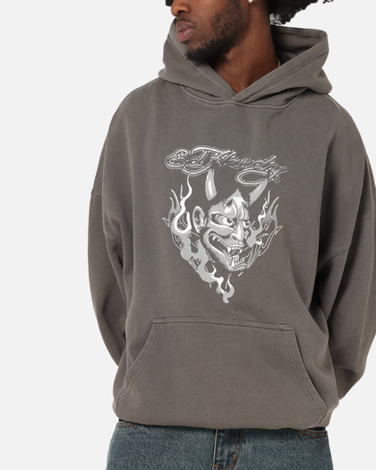 Ed Hardy Double Horns Hoodie Washed Charcoal