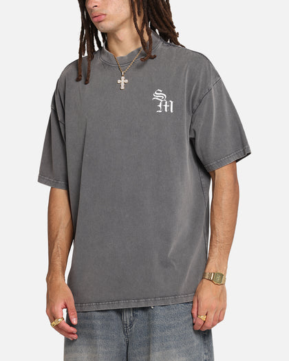 Saint Morta Redemption Mock Neck T-Shirt Washed Charcoal