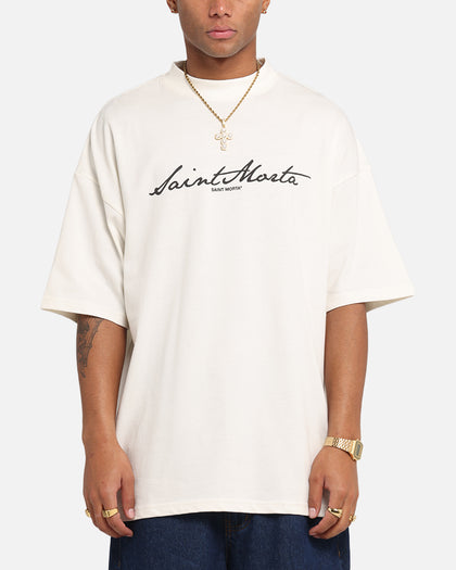Saint Morta Scripture Mock Neck T-Shirt Off White