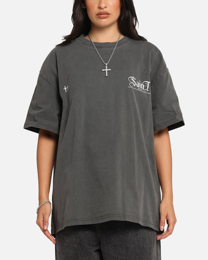 Saint Morta Candle Lit Boxy T-Shirt Black Wash