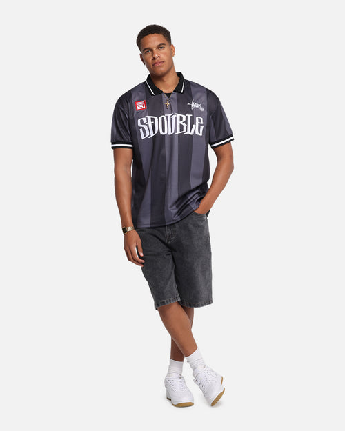 S Double Football Jersey Black Stripe