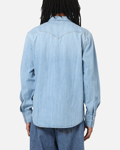 Levi Strauss And Co Barstow Western Standard Denim Button Up Shirt Blue