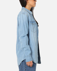 Levi Strauss And Co Barstow Western Standard Denim Button Up Shirt Blue