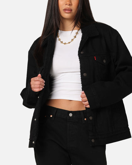 Levi Strauss And Co Relaxed Fit Sherpa Trucker Jacket Black