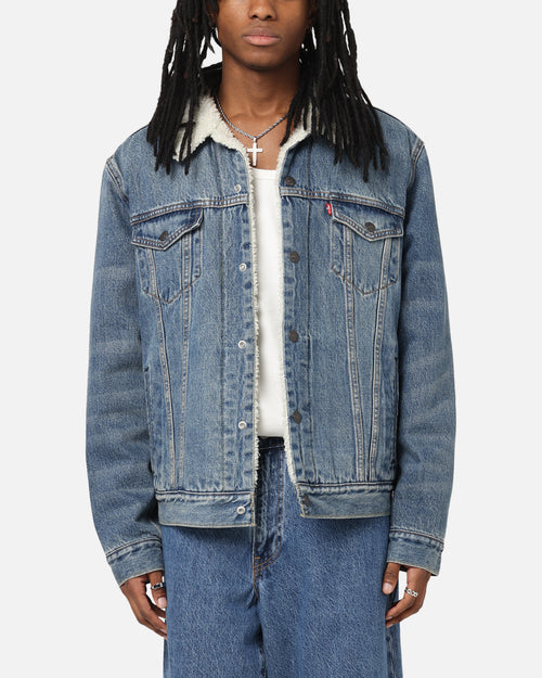 Levi Strauss And Co Relaxed Fit Sherpa Trucker Jacket Blue
