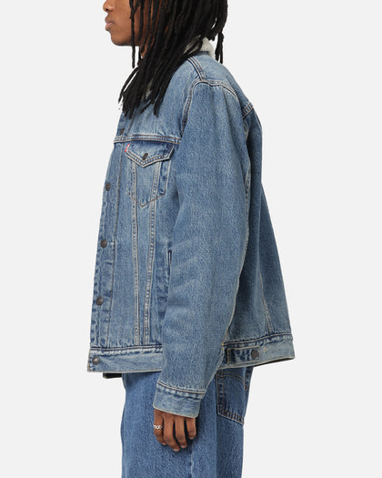 Levi Strauss And Co Relaxed Fit Sherpa Trucker Jacket Blue