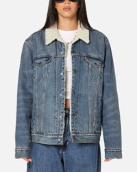 Levi Strauss And Co Relaxed Fit Sherpa Trucker Jacket Blue