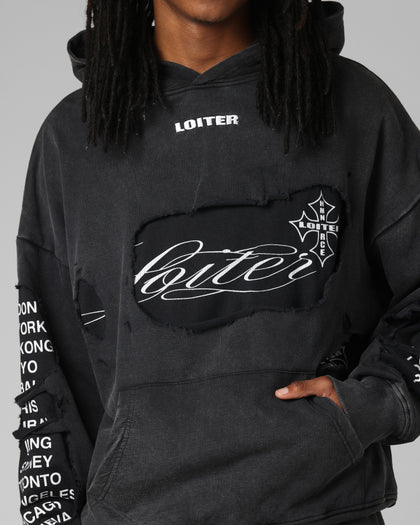 Loiter Destruction Hoodie Black