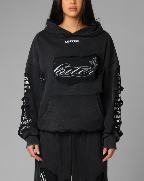 Loiter Destruction Hoodie Black