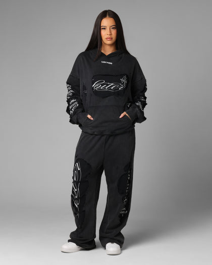 Loiter Destruction Hoodie Black